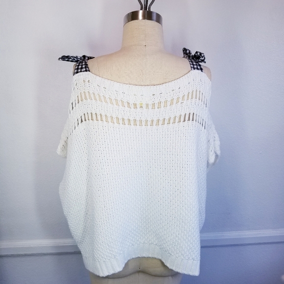 🌸‎ Anthropologie | Bow Tie Open Knit Top M - Picture 6 of 10